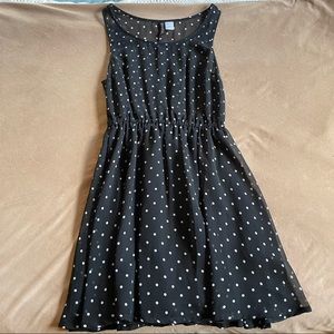 H&M Polka Dot Sleeveless Dress - Black and White, Size 4